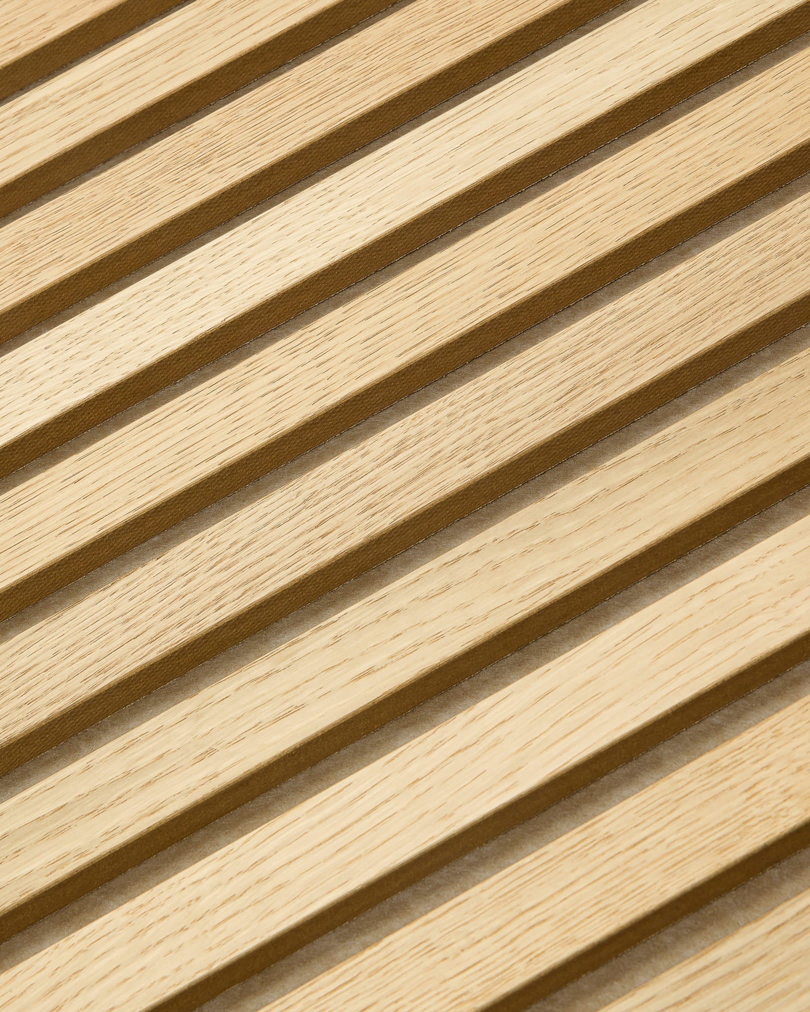 Akupanel | Acoustic Panel / Natural Wood, Classic Oak, Dark Beige Felt, 240 x 60 cm 
