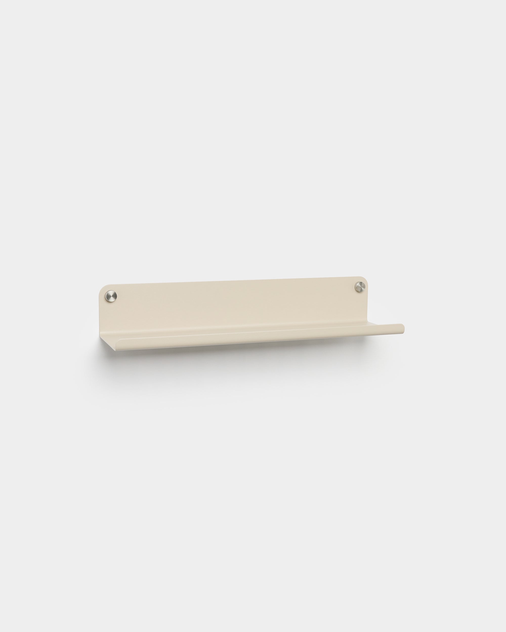 WoodUpp Norr brede plank in beige, 51,9 cm, afgebeeld met twee montageschroeven tegen een effen witte achtergrond; compatibel accessoire voor collecties van Akupanel.