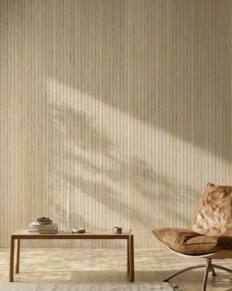 Akupanel | Acoustic Panel / Natural Wood, Classic Oak, Grey Felt, 300 x 60 cm 